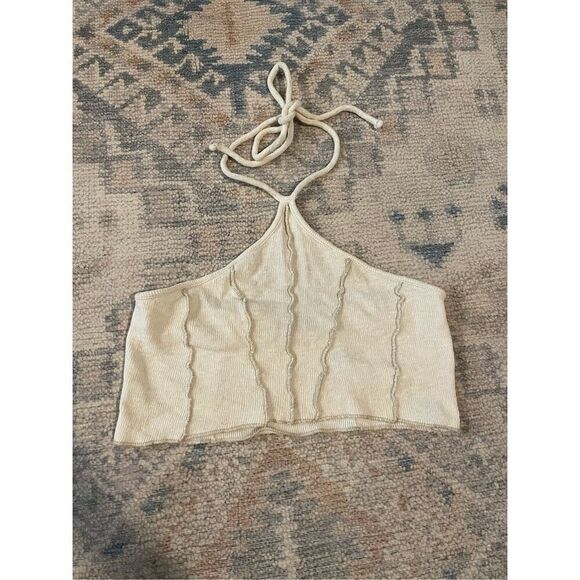 Urban outfitters cream cropped halter top size M - Picture 1 of 6